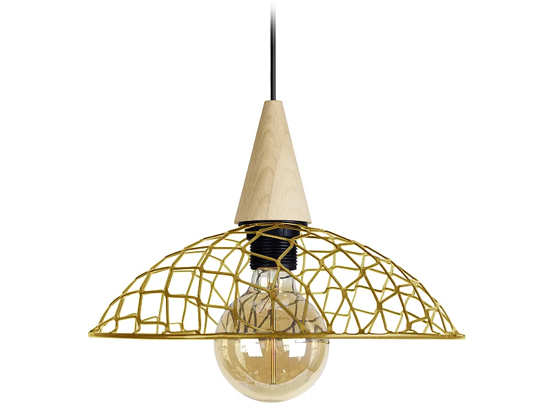 Suspensão TOSEL  CANOPUS BOIS metal cúpula Dourado D30 x  H68  cm