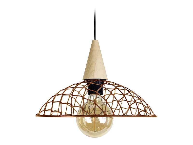 Suspensão TOSEL  CANOPUS BOIS metal cúpula cobre D30 x  H68  cm