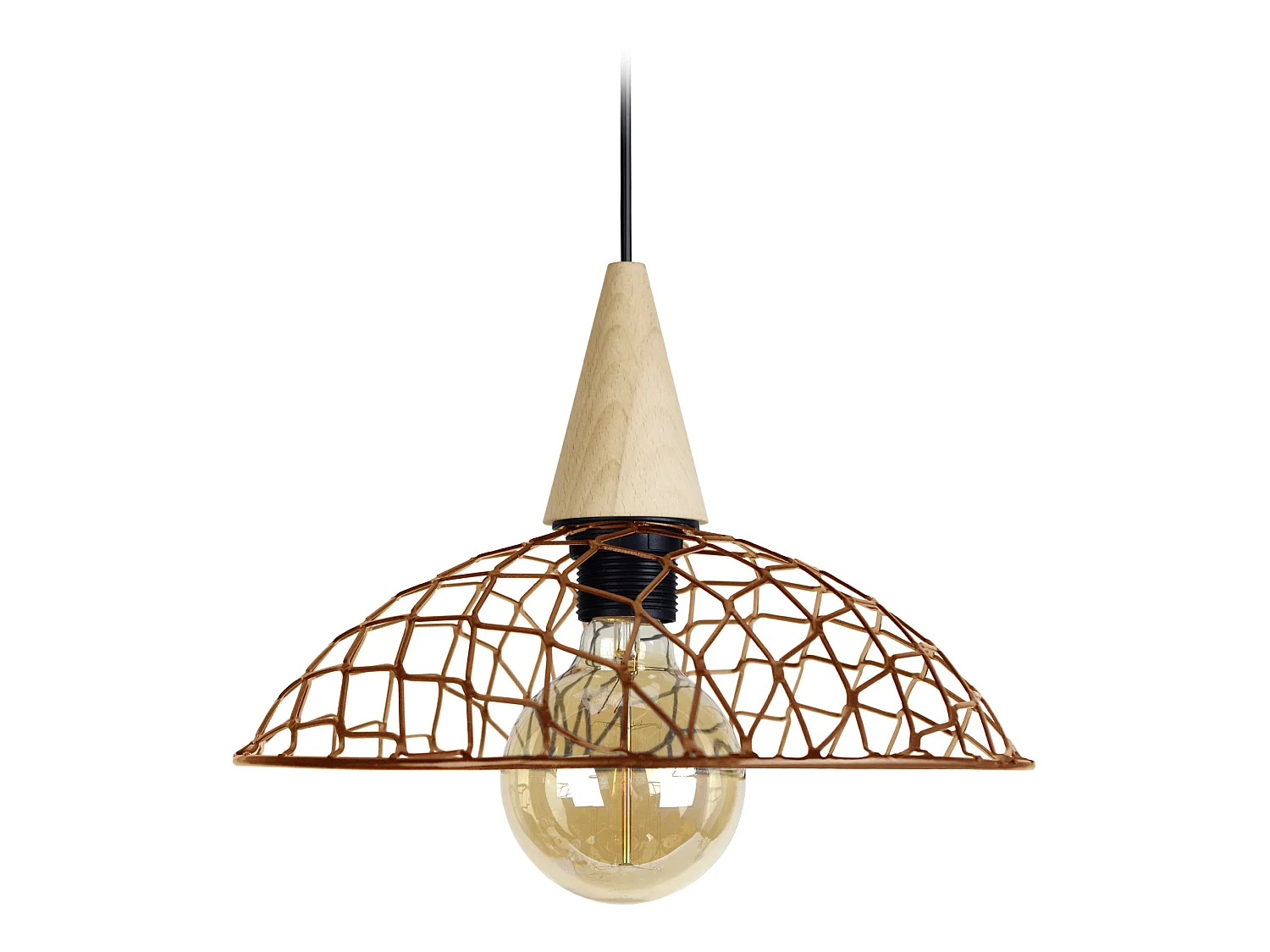 Suspensão TOSEL  CANOPUS BOIS metal cúpula cobre D30 x  H68  cm