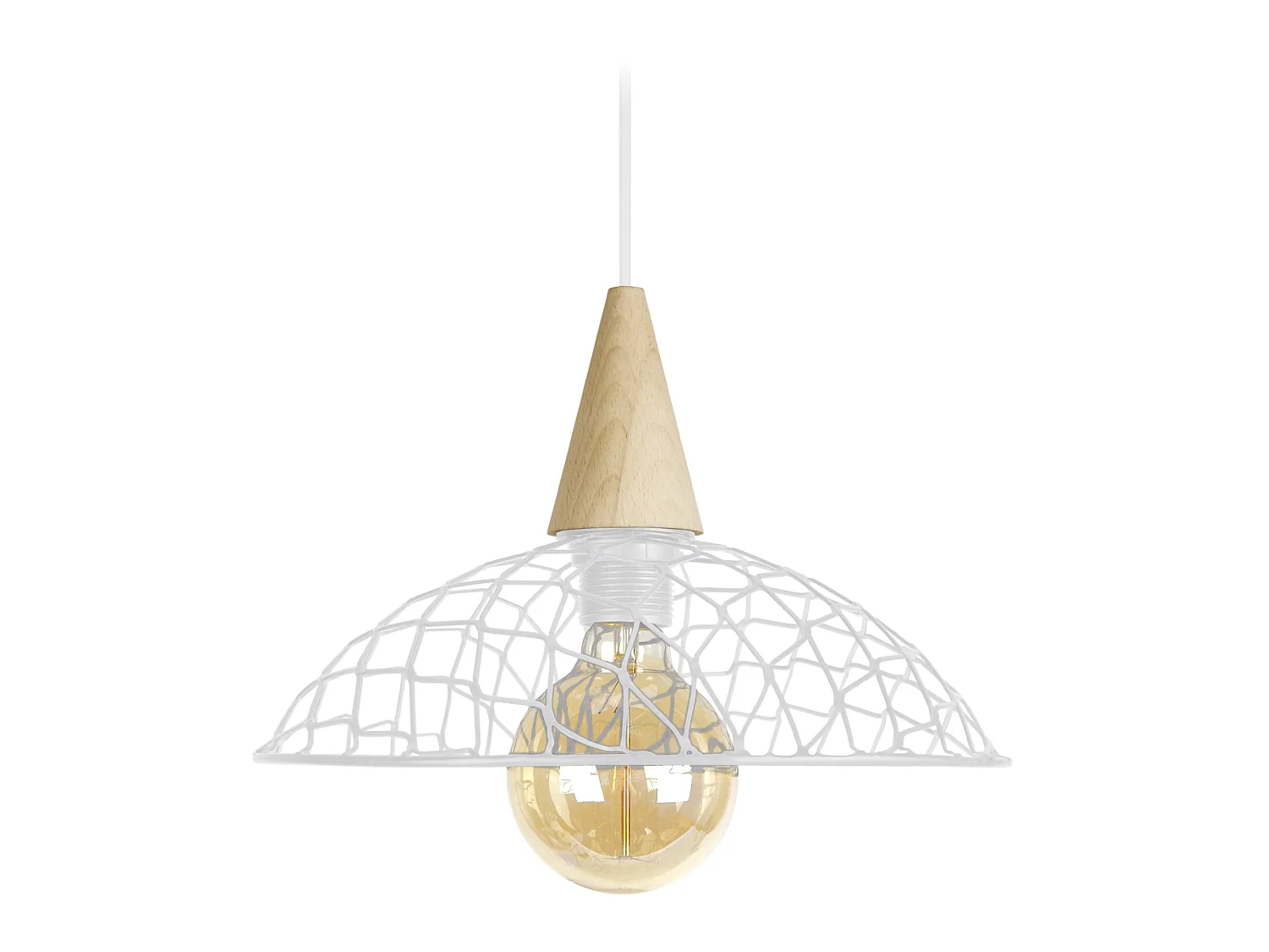 Suspensão TOSEL  CANOPUS BOIS metal cúpula marfim D30 x  H68  cm