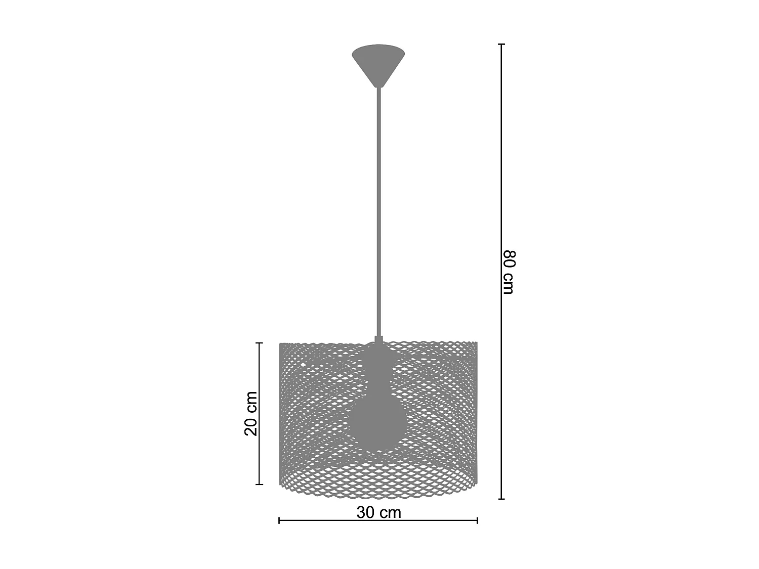 Suspensión  TOSEL ,metal,Blanco,A80xD30xP30cm