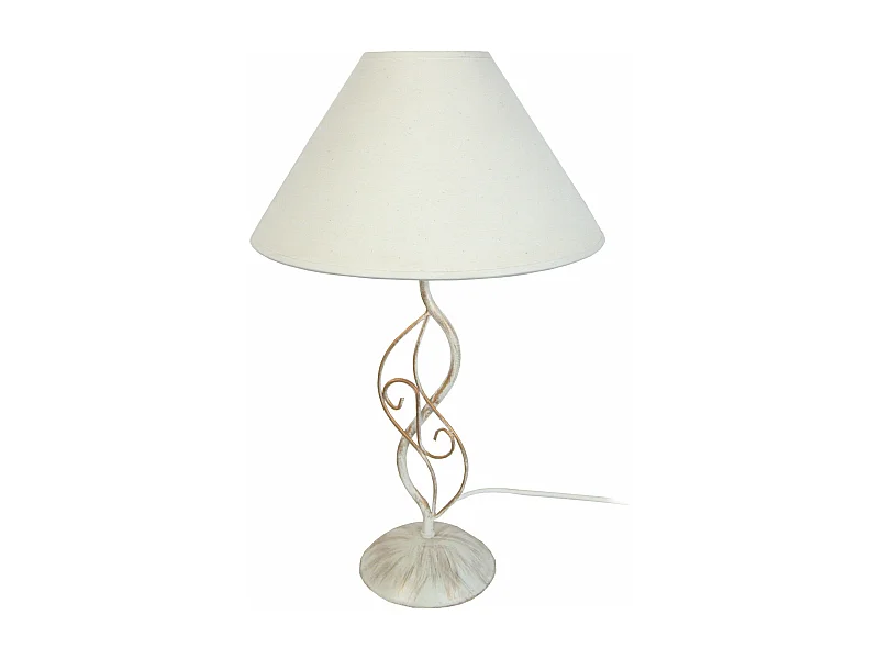 Lampe de chevet métal  ivoire,écru 48 cm.