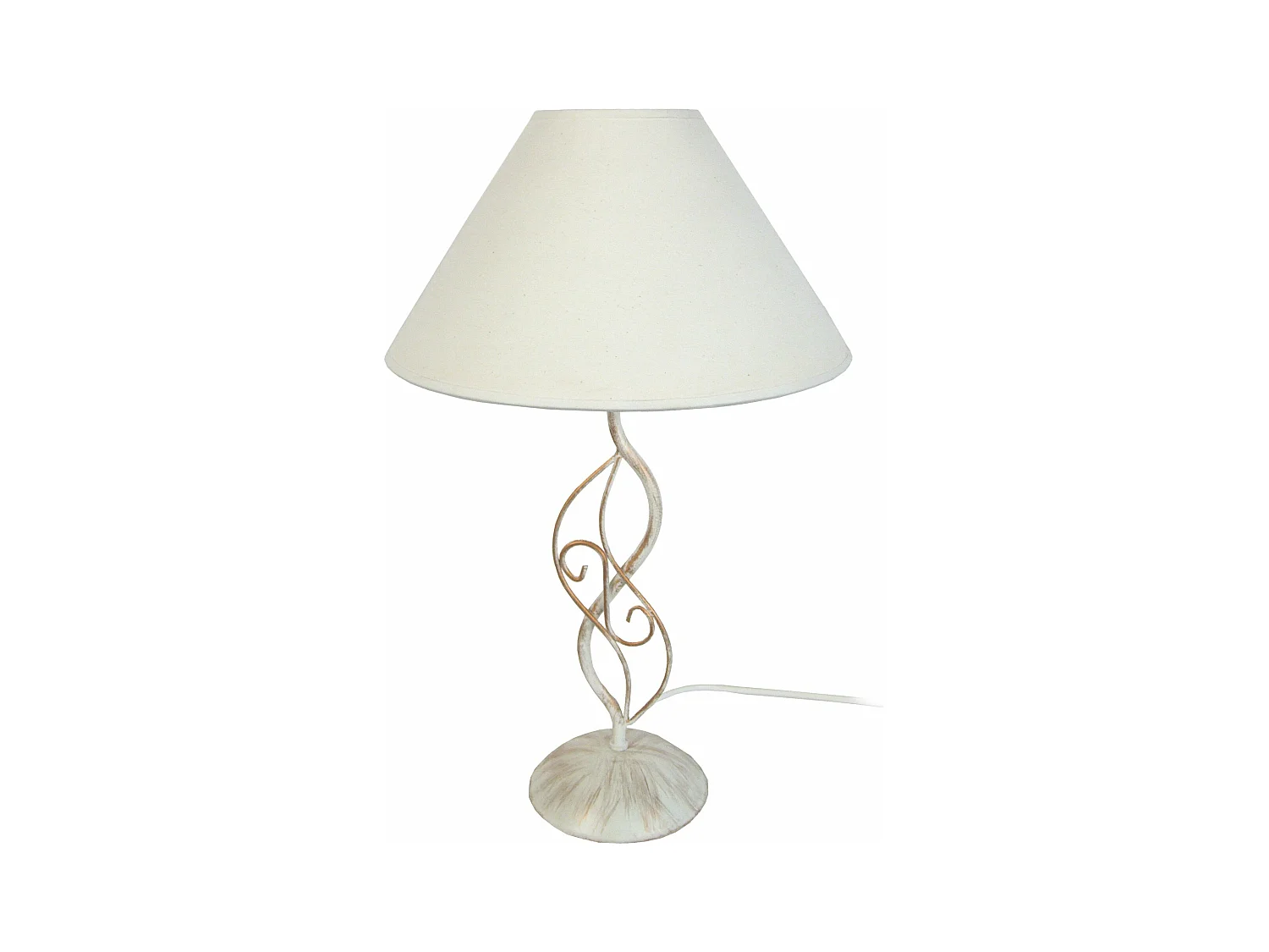 Lampe de chevet métal  ivoire,écru 48 cm.