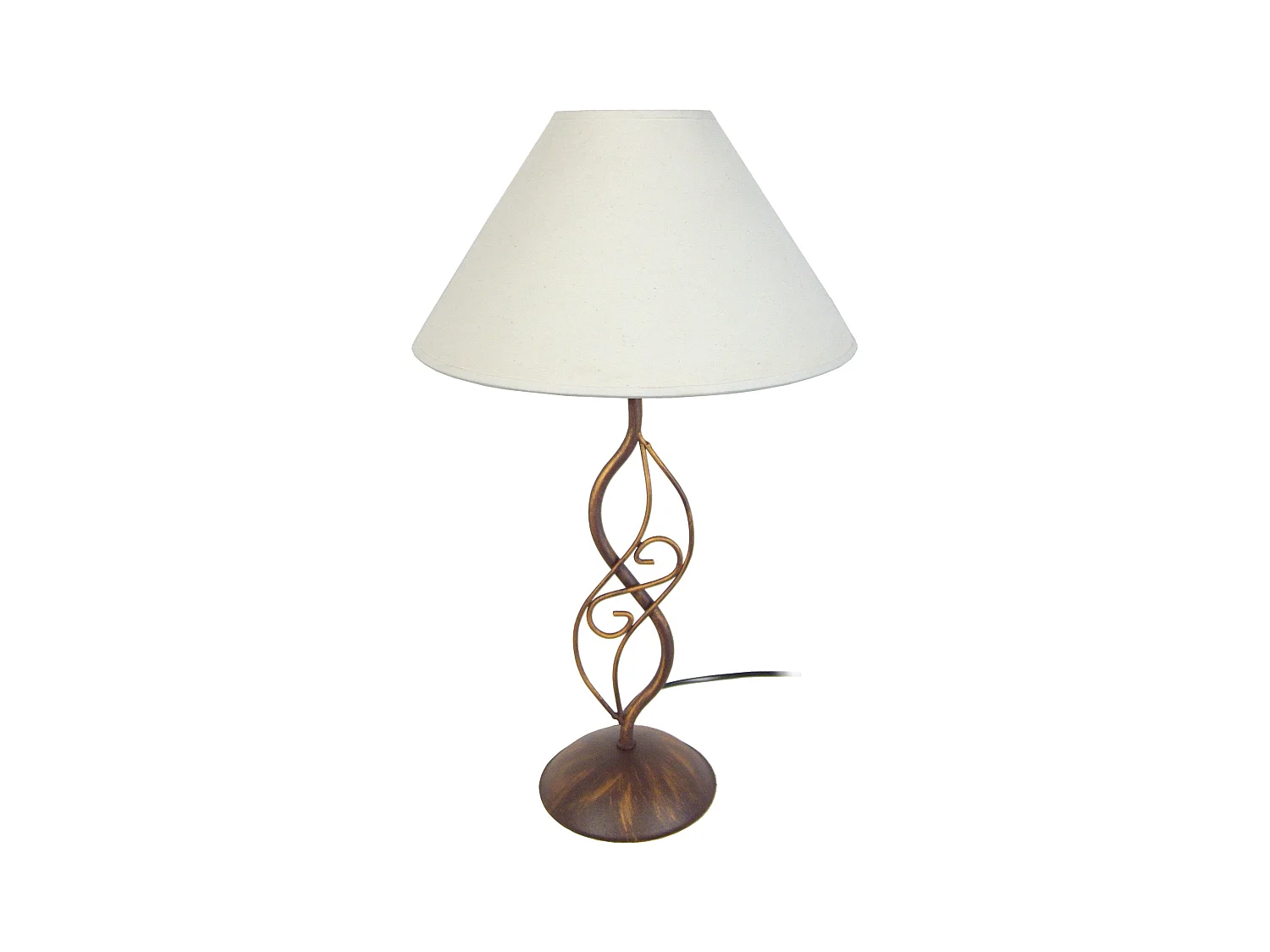 Lampe de chevet métal  marron,écru 48 cm.