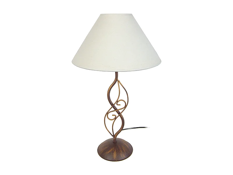 Lampe de chevet métal  marron,écru 48 cm.