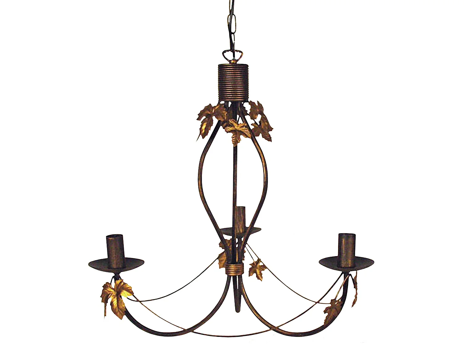 TOURS - Lustre multi bras métal marron et doré