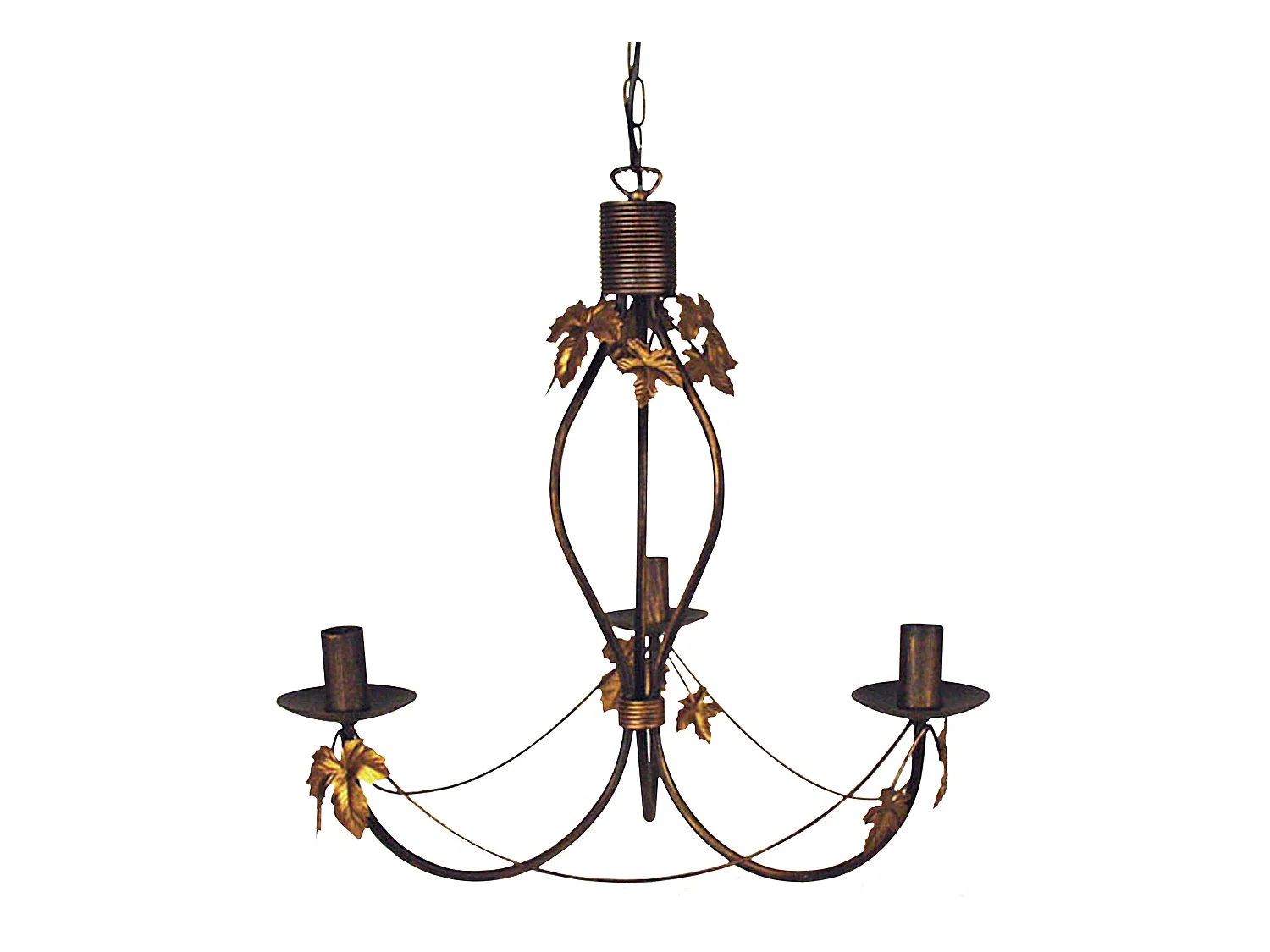 TOURS - Lustre multi bras métal marron et doré