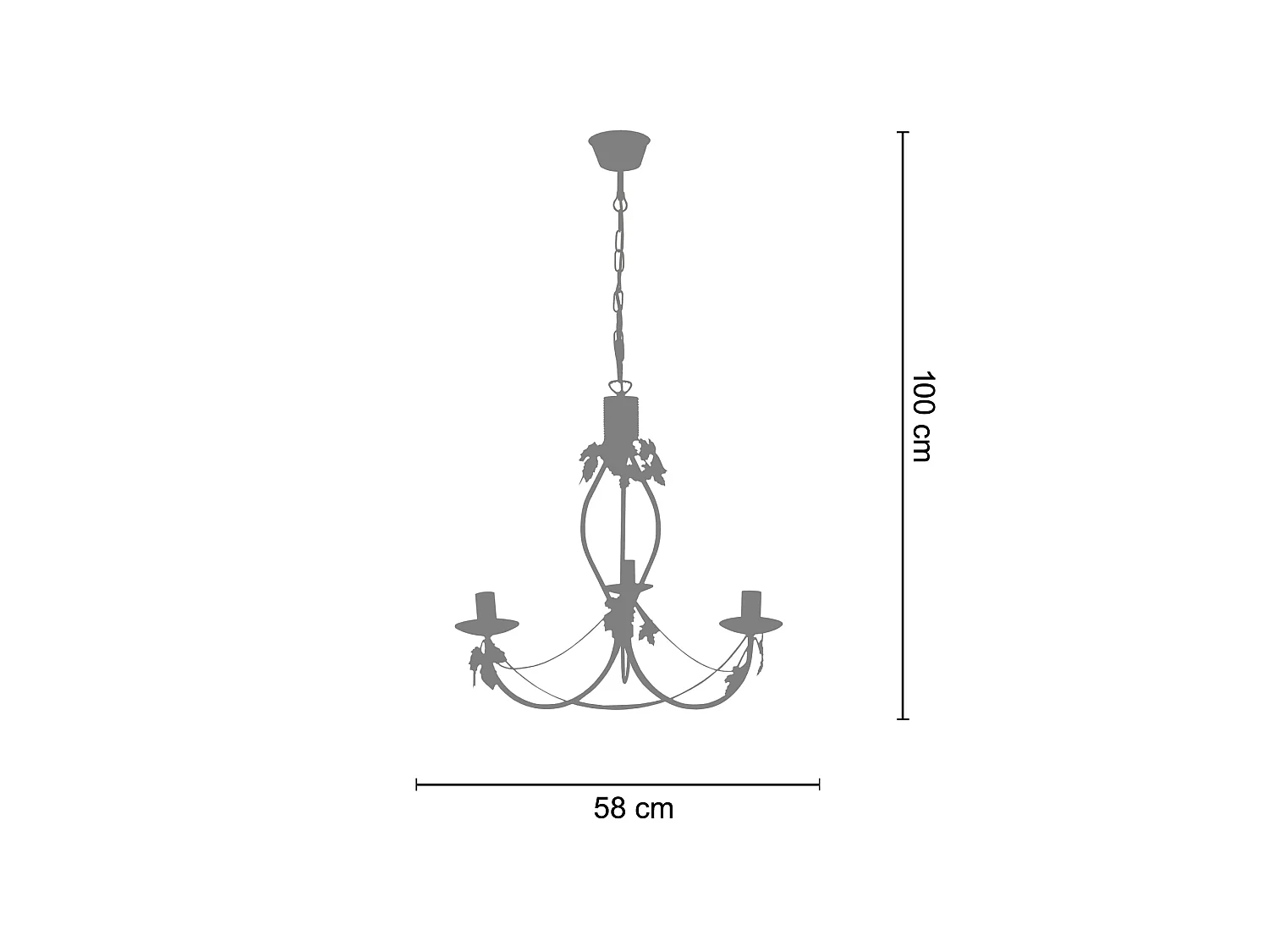 TOURS - Lustre multi bras métal marron et doré