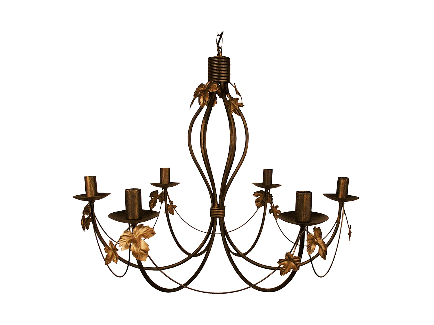 TOURS - Lustre multi bras métal marron et doré