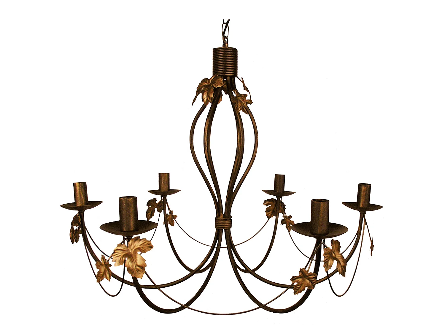 TOURS - Lustre multi bras métal marron et doré