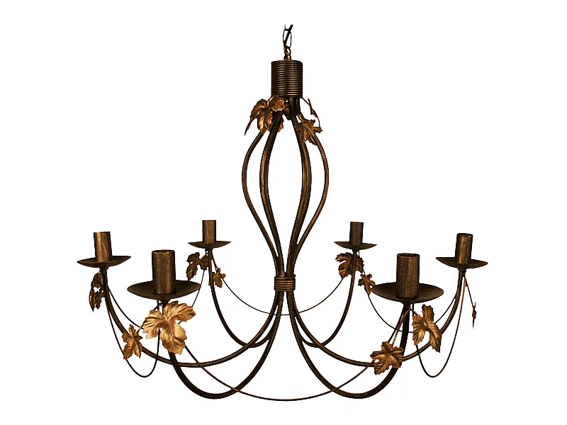 TOURS - Lustre multi bras métal marron et doré