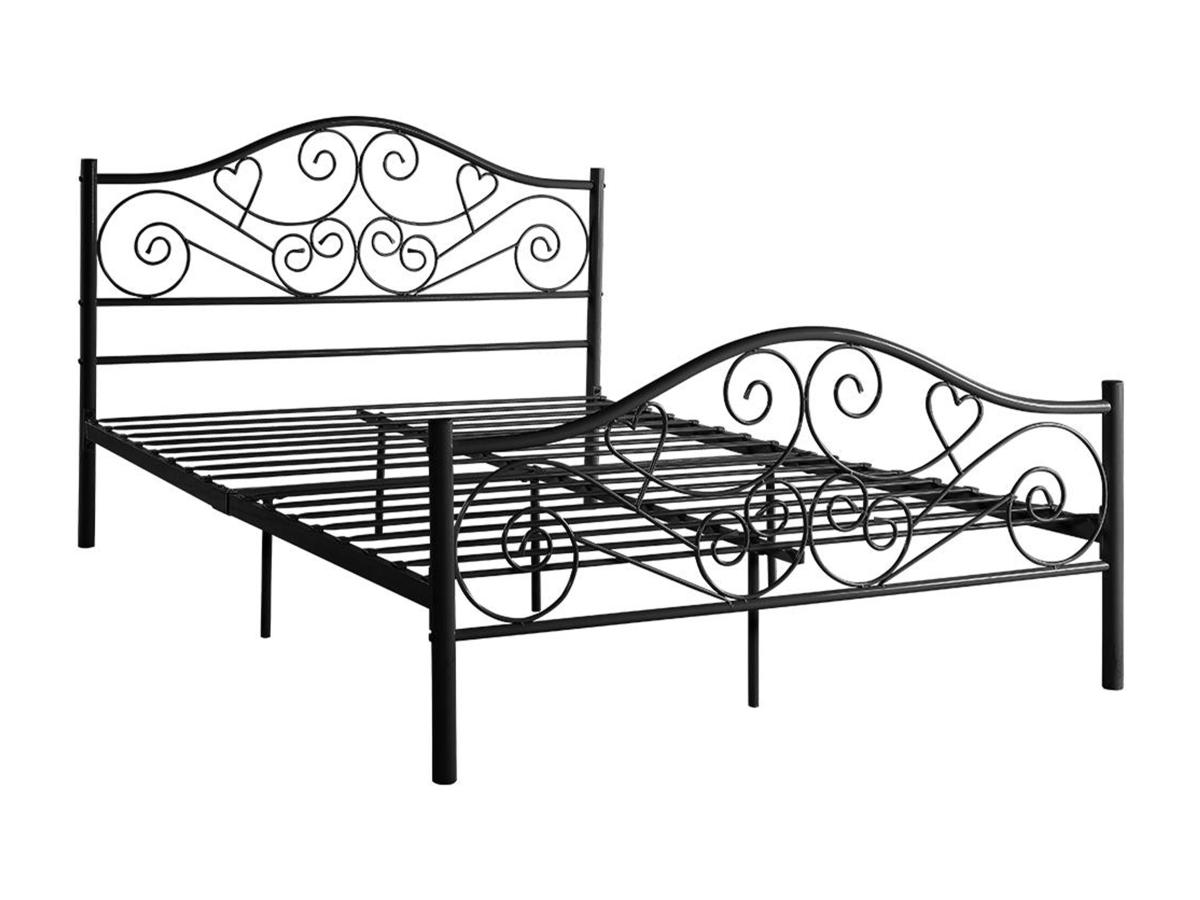 Metallbett mit Lattenrost - 140 x 190 cm - Schwarz - LEYNA günstig online kaufen