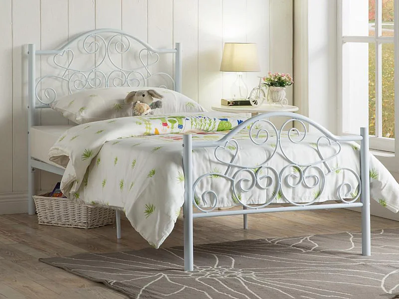 Säng LEYNA - 90 x 190 cm - Metall - Vit