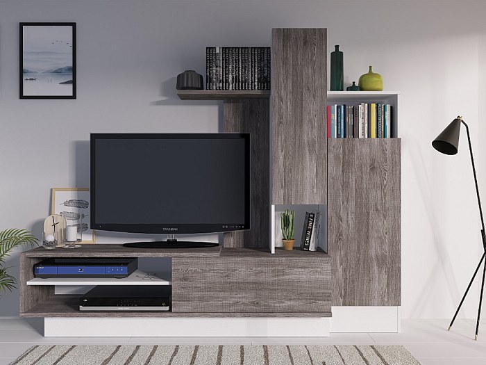 TV-Möbel TV-Wand mit Stauraum BALINTO - Taupe & Weiß kaufen