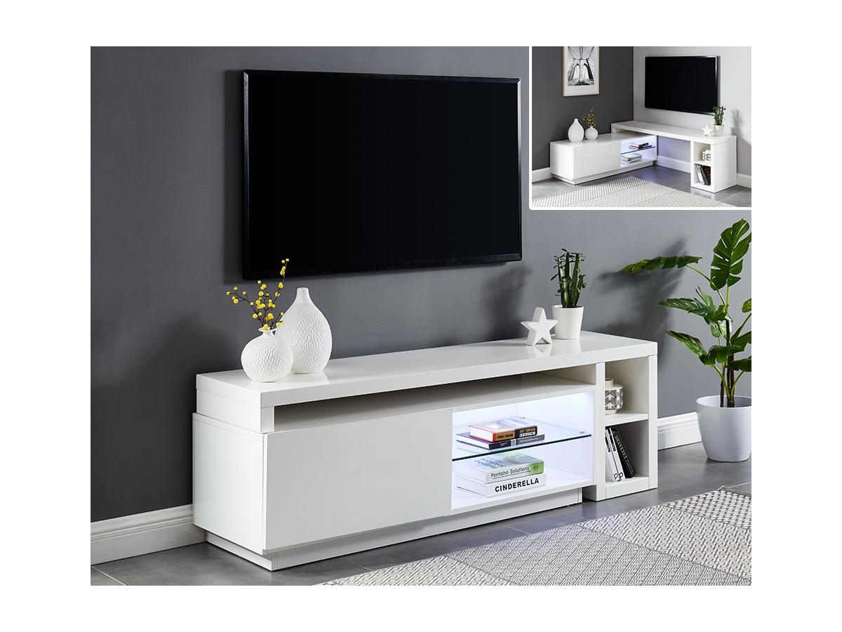 Bianca Mobiletti per Soggiorno Mobile Porta TV in MDF con Luce LED Blu e 4 Scatole Aperte lyrlody- TV Armadio Moderno Bianca 133 x 30 x 40 cm Bianca Mobiletti per Soggiorno Mobile Porta TV in MDF con Luce LED Blu e 4 Scatole Aperte lyrlody- TV Armadio Moderno Bianca 133 x 30 x 40 cm