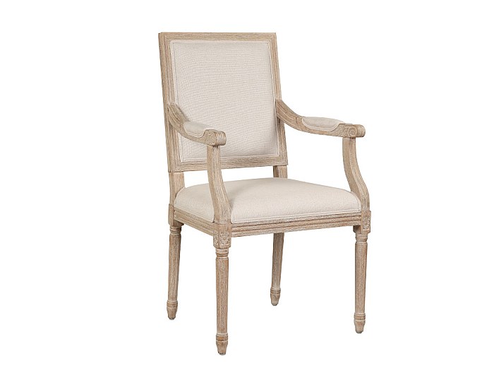 Silla con brazos AMBOISE - Tela y madera de roble
