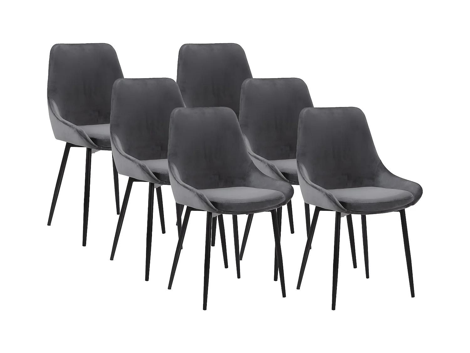Set van 6 stoelen MASURIE - Fluweel - Grijs