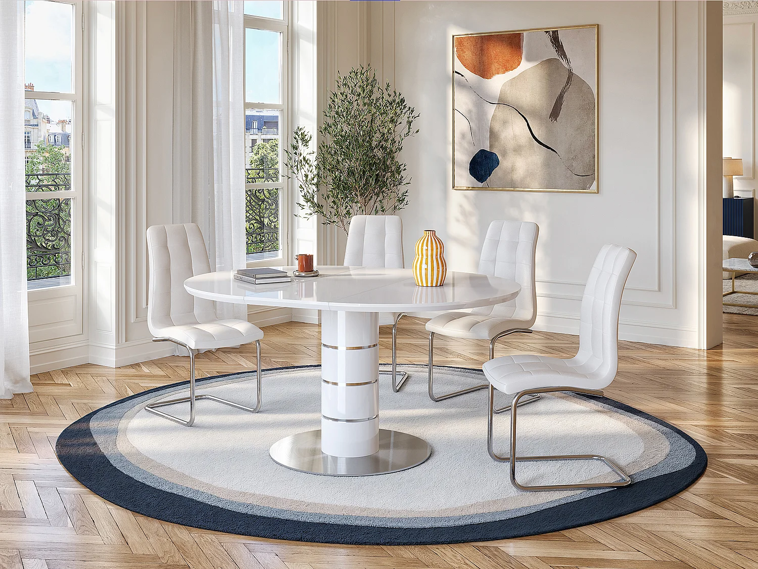 Lot de 2 chaises NADYA - Simili - Blanc 
