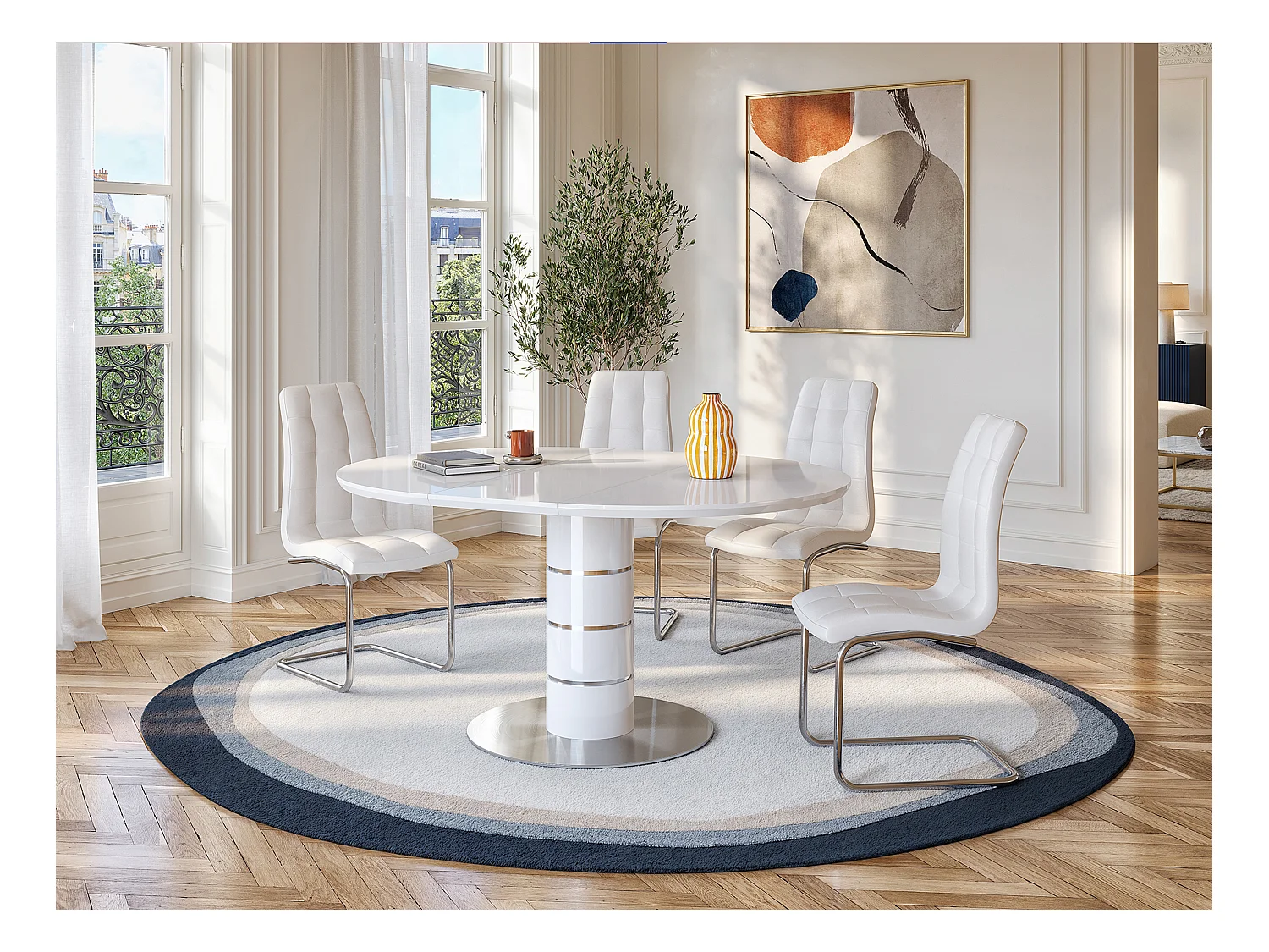 Lote de 2 sillas NADYA - Piel sintética - Blanco 