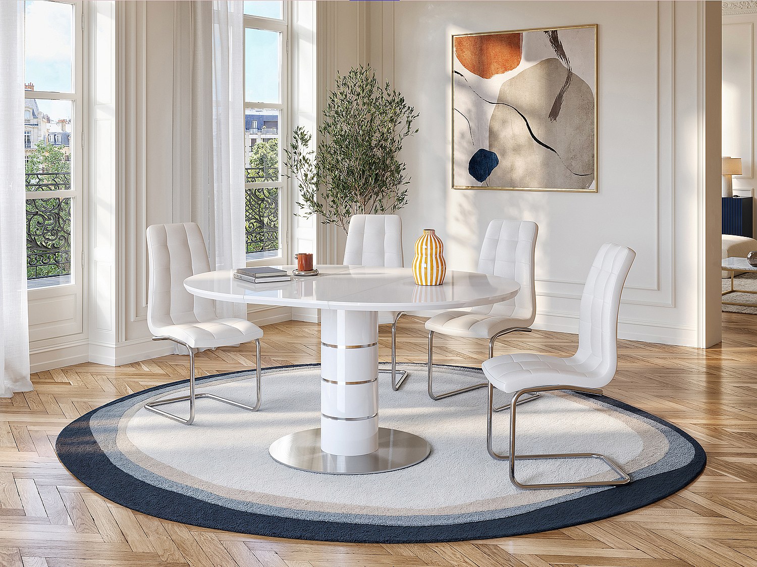 Vente-unique Stuhl 2er-Set - Kunstleder - Weiß - Nadya