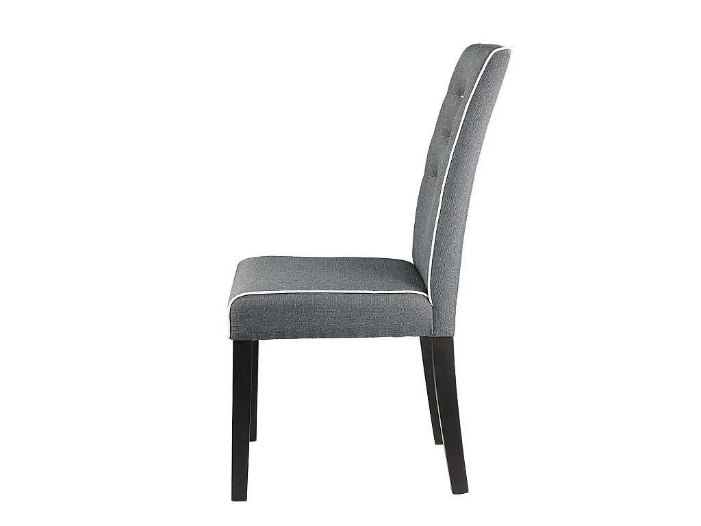 Lot de 6 chaises en tissu et bois d'hévéa - Gris - GABELLE