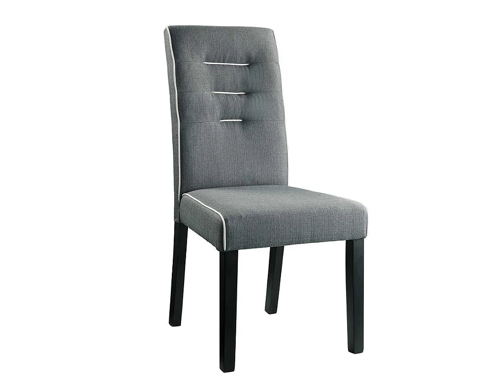 Lot de 6 chaises en tissu et bois d'hévéa - Gris - GABELLE