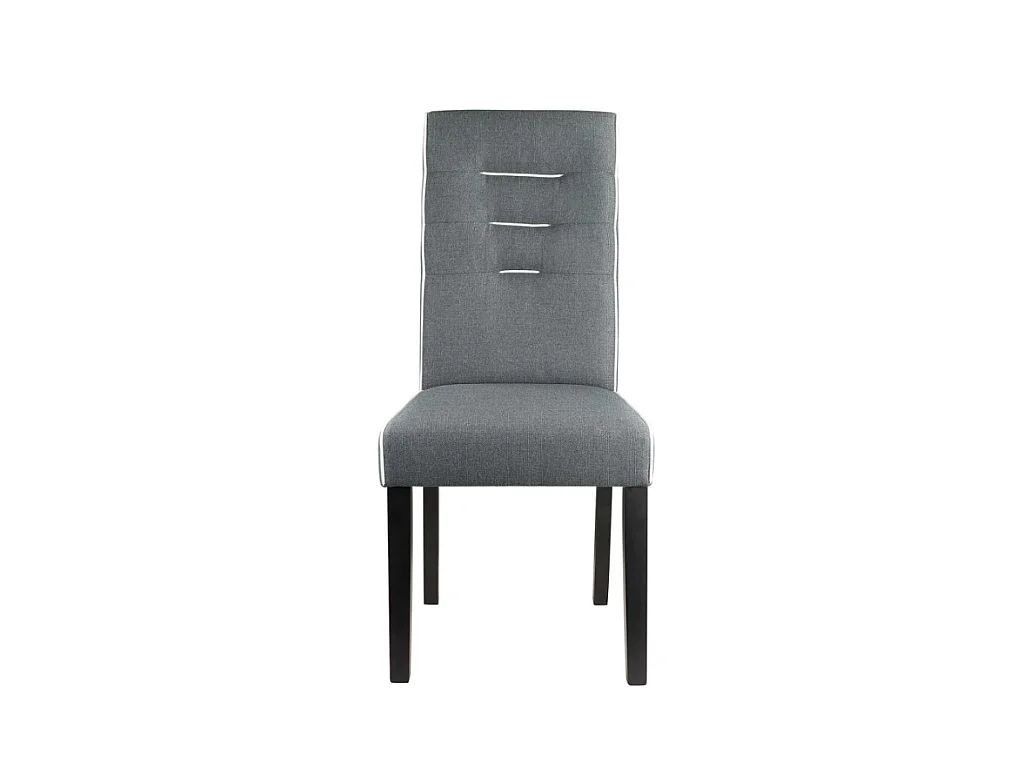 Lot de 6 chaises en tissu et bois d'hévéa - Gris - GABELLE