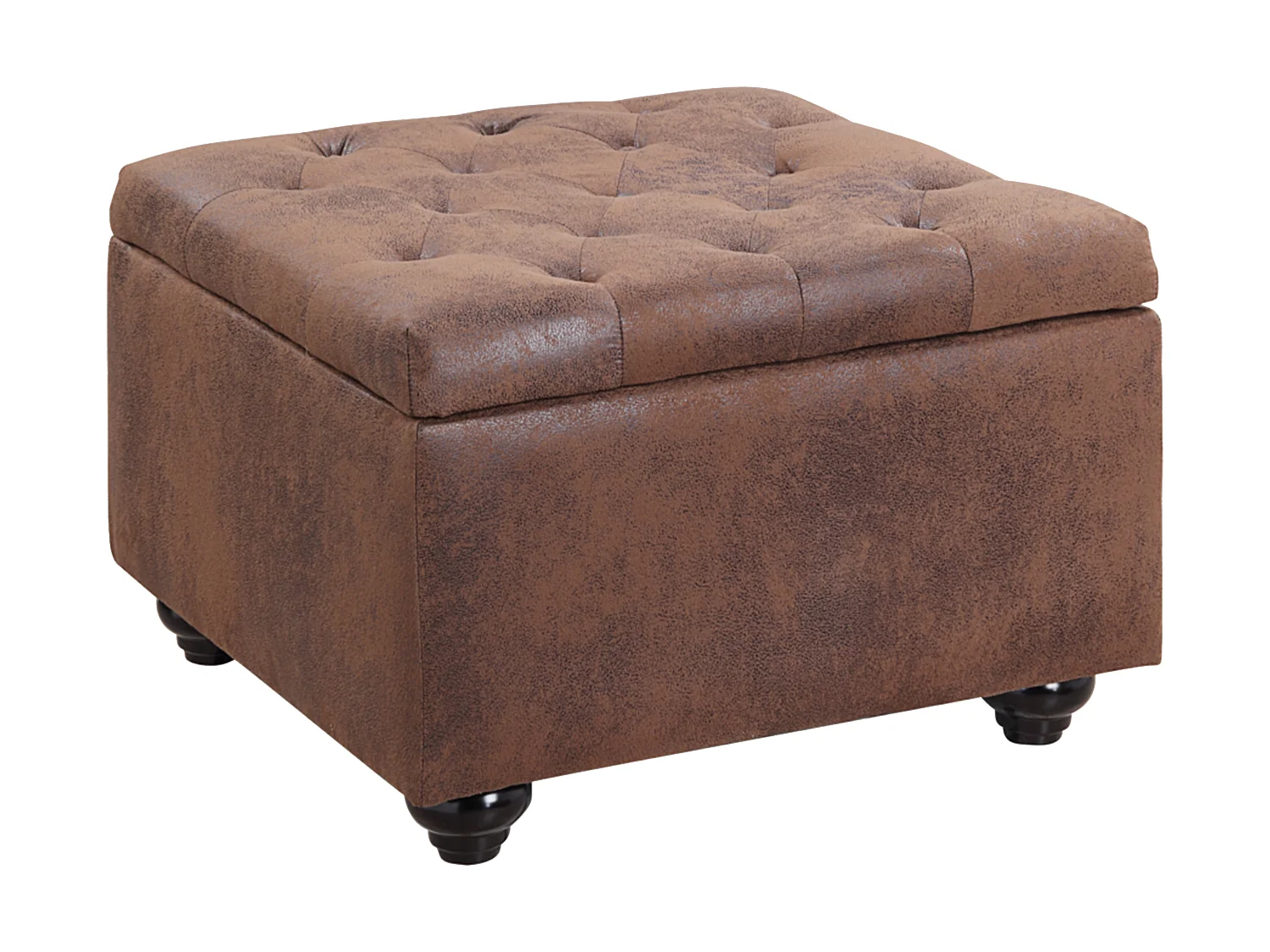 Puf con baúl de microfibra 'envejecida' LOMAI - Marrón