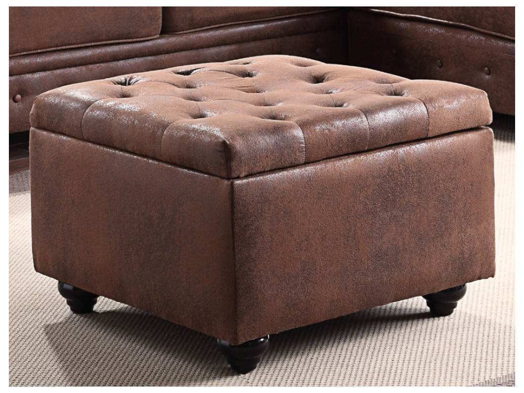 Sitzhocker mit Staukasten - Microfaser - Braun - LOMAI