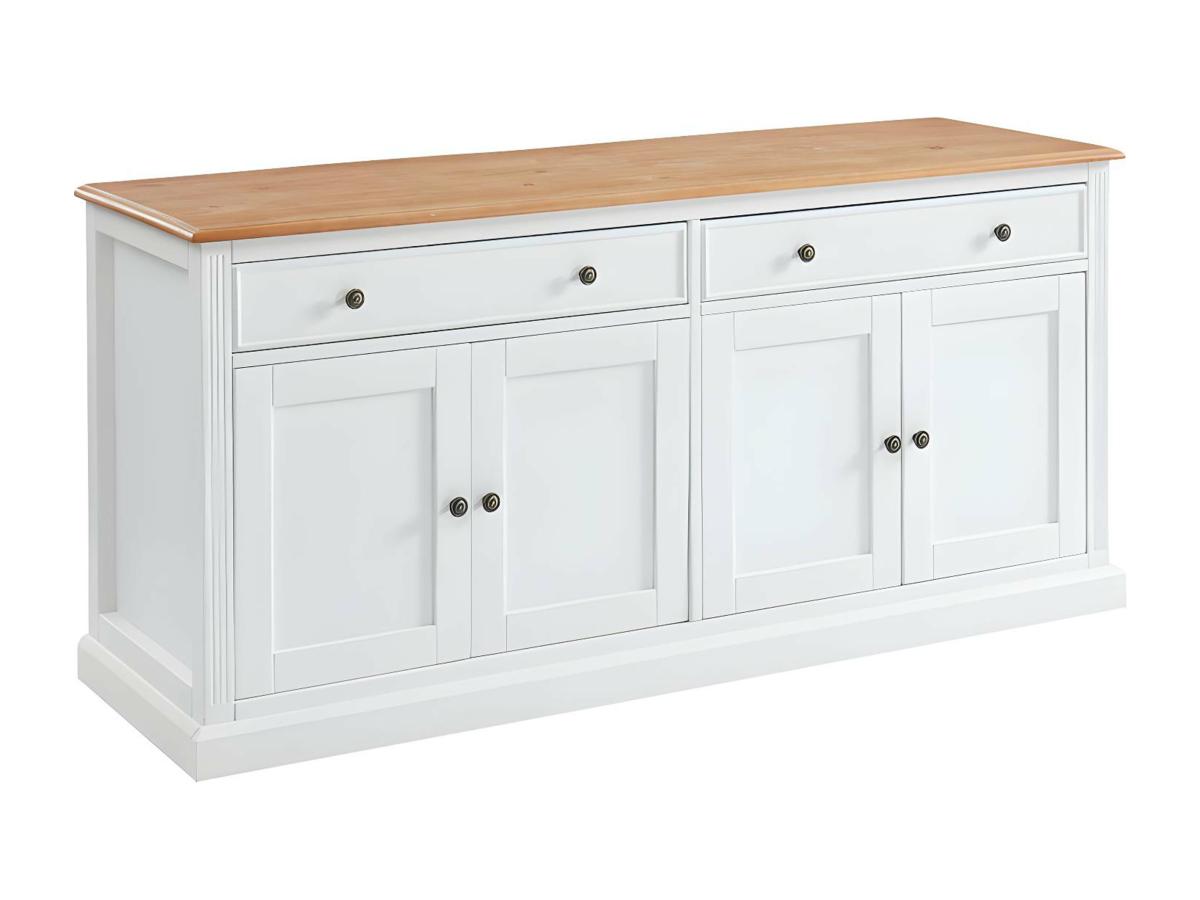 Sideboard mit 4 Türen & 2 Schubladen - Kiefernholz - Weiß - HONFLEUR günstig online kaufen