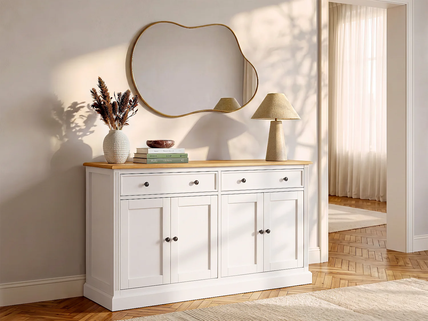 4 - door and 2 - drawer buffet - White pine - HONFLEUR
