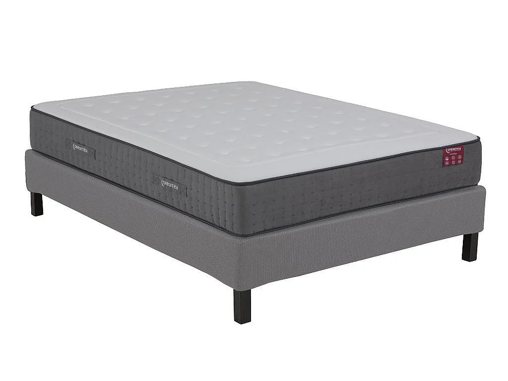 Ensemble sommier déco en kit + matelas ressorts ensachés accueil mémoire de forme ATLANTIDE de YSMÉE ép.27cm - 140 x 190 cm