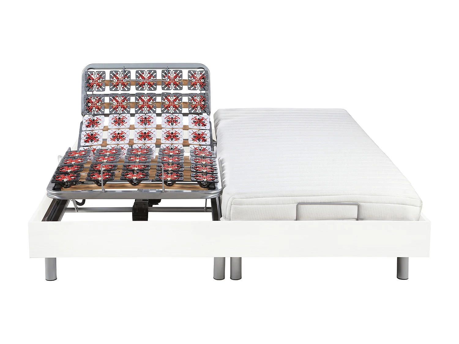 Conjunto de relaxamento com discos de molas látex CASSIOPEE III da YSMÉE - Motores OKIN - 2x90x200 - Branco