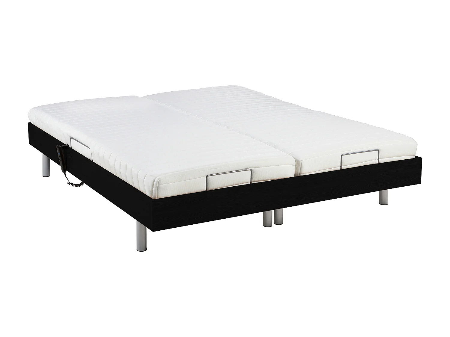 Lit électrique de relaxation tout plots + matelas latex - 2 x 90 x 200 cm - Noir - CASSIOPEE III de YSMÉE