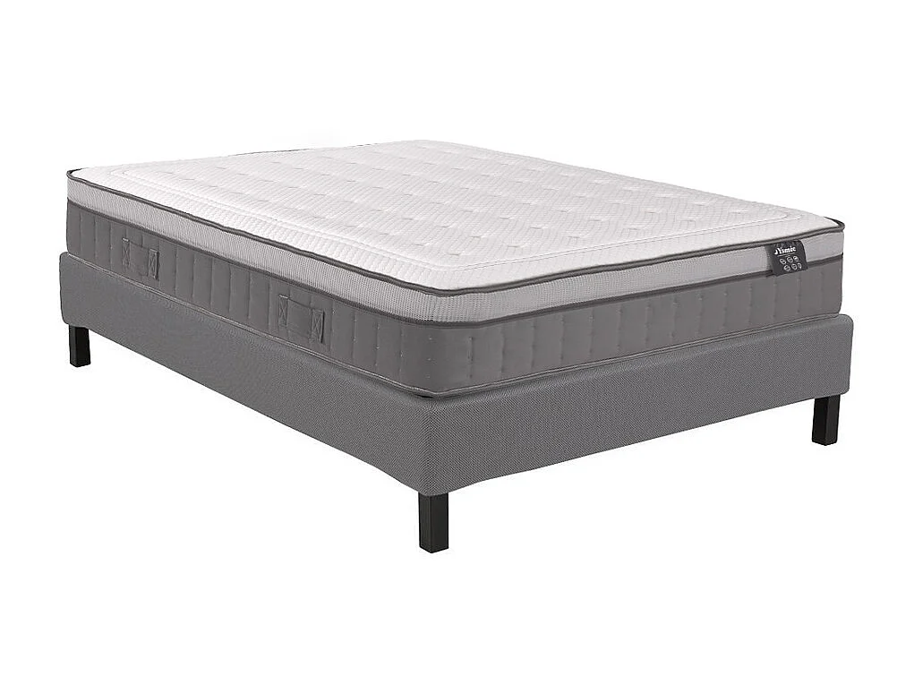 Ensemble 160 x 200 cm sommier déco en kit + matelas hybride ressorts ensachés 7 zones et mémoire de forme ép.30cm - ASGARD de YSMÉE