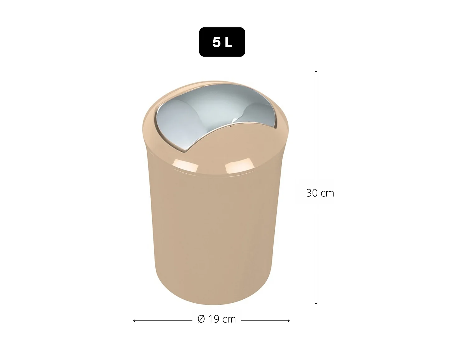 poubelle collection sydney couleur acrylique marron sable (5l)