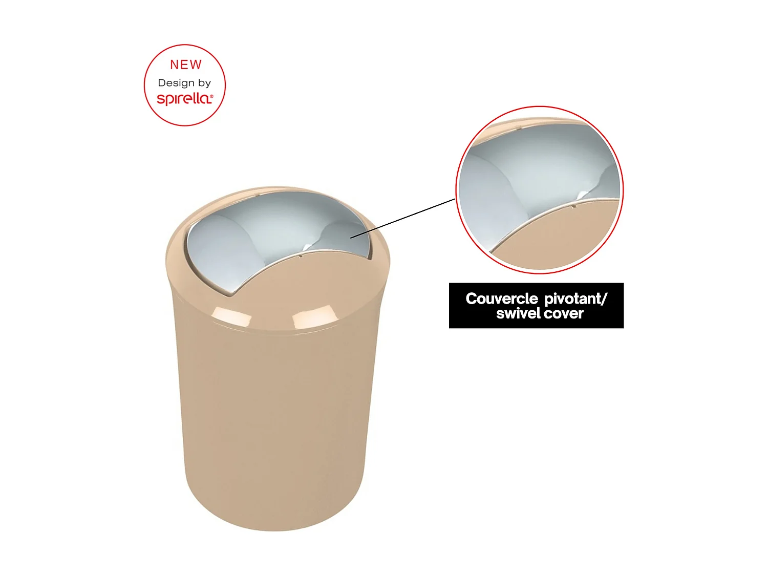 poubelle collection sydney couleur acrylique marron sable (5l)