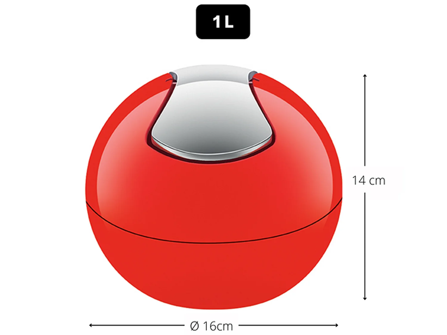 poubelle ø16 x 14 cm (1 litre), polystyrène, rouge