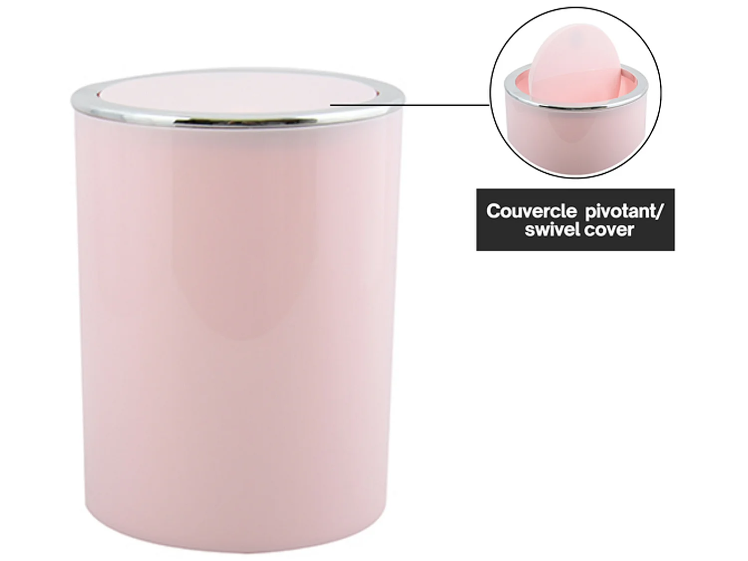 Poubelle de bureau msv "aspen" 6l plastique rose