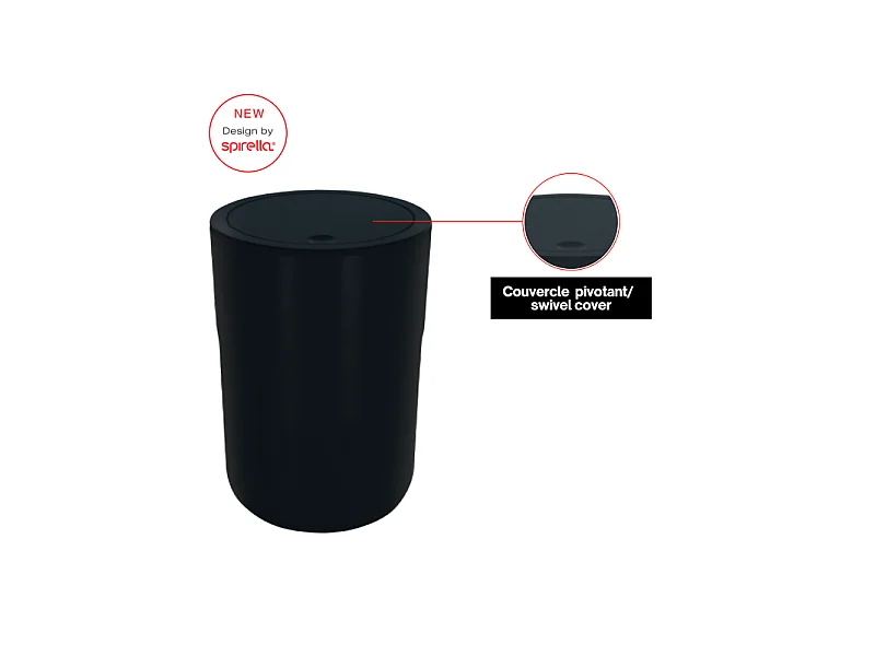 poubelle ø19 x 26 cm (5 litres), polystyrène, noir