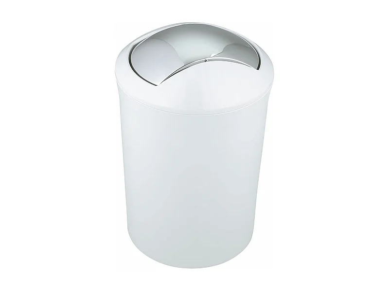 Poubelle Malibu blanche à couvercle basculant d'une capacité de 5 litres en polystyrène 20 x 20 x 20 cm.