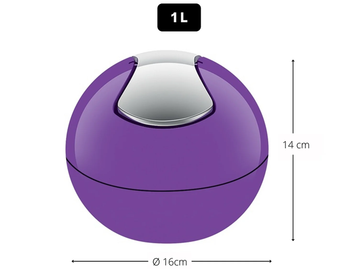 poubelle ø16 x 14 cm (1 litre), polystyrène, violet