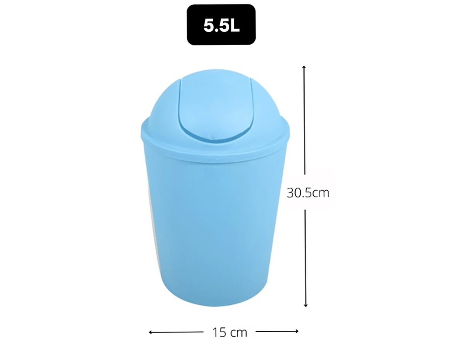 Poubelle  5,5l avec couvercle à charnière bleu clair