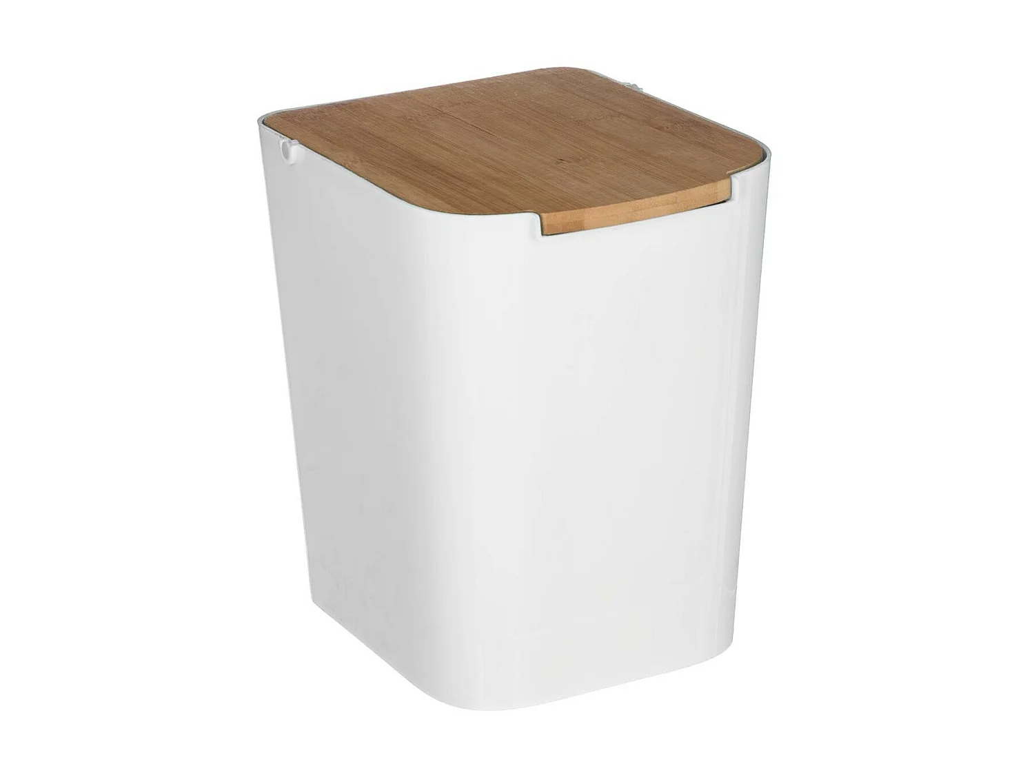 Poubelle à Couvercle Bambou "Natureo" 5L Blanc