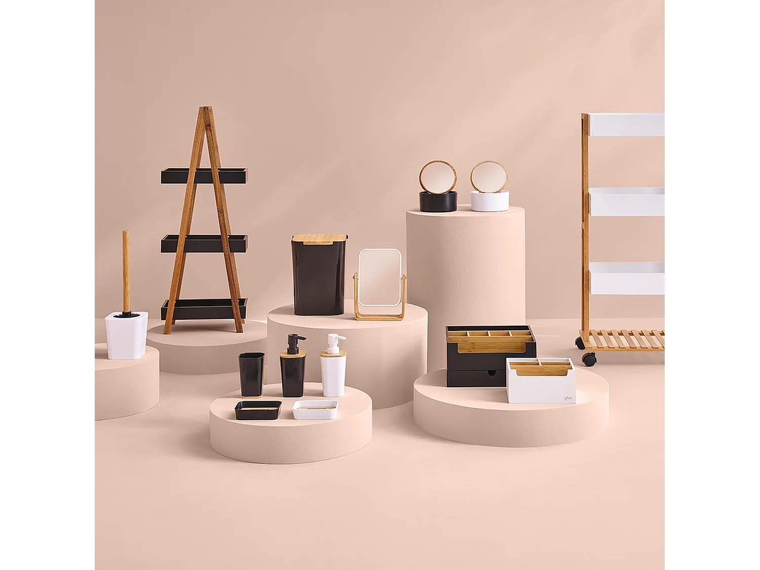 Poubelle à Couvercle Bambou "Natureo" 5L Blanc