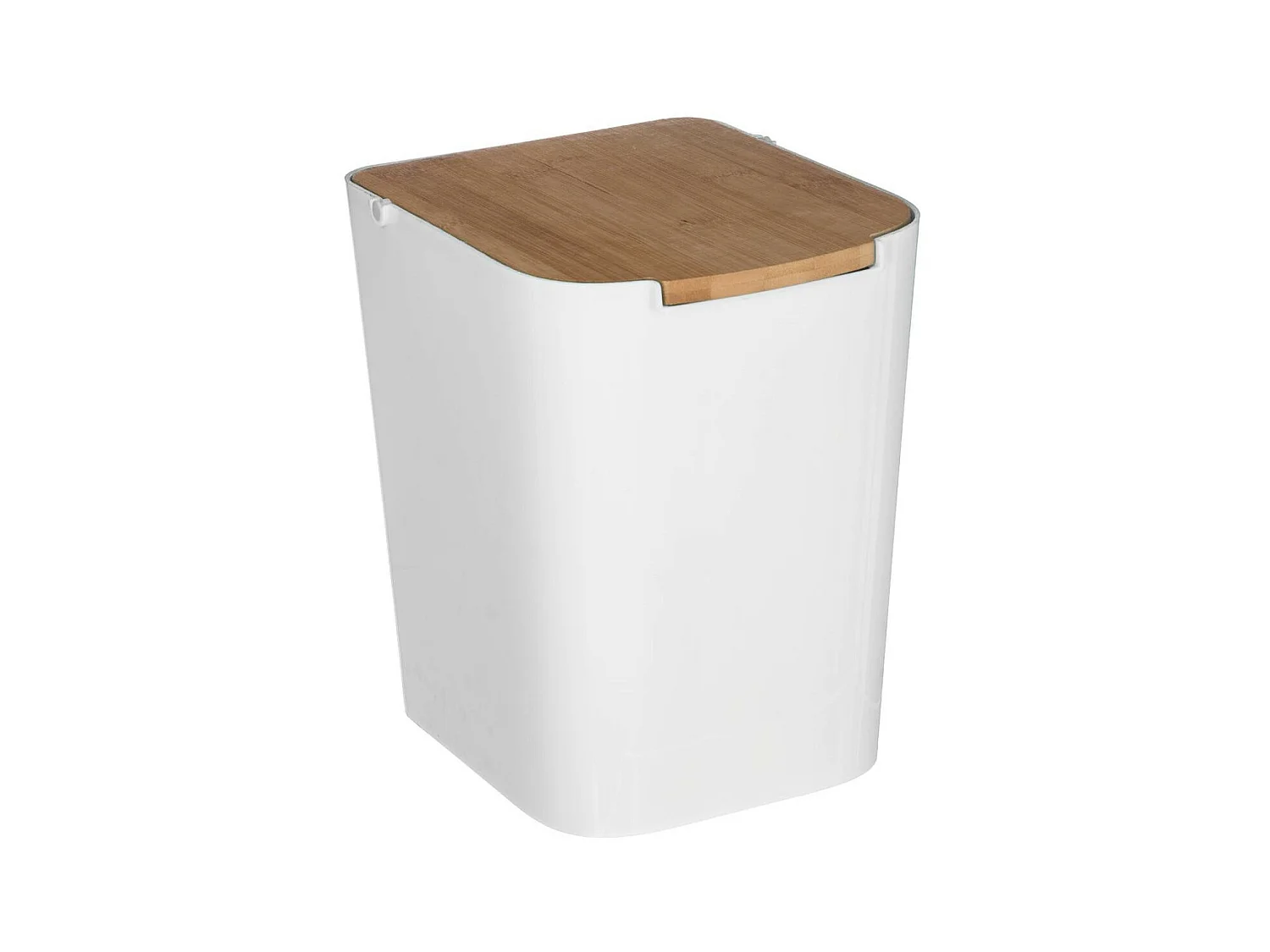 Poubelle à Couvercle Bambou "Natureo" 5L Blanc