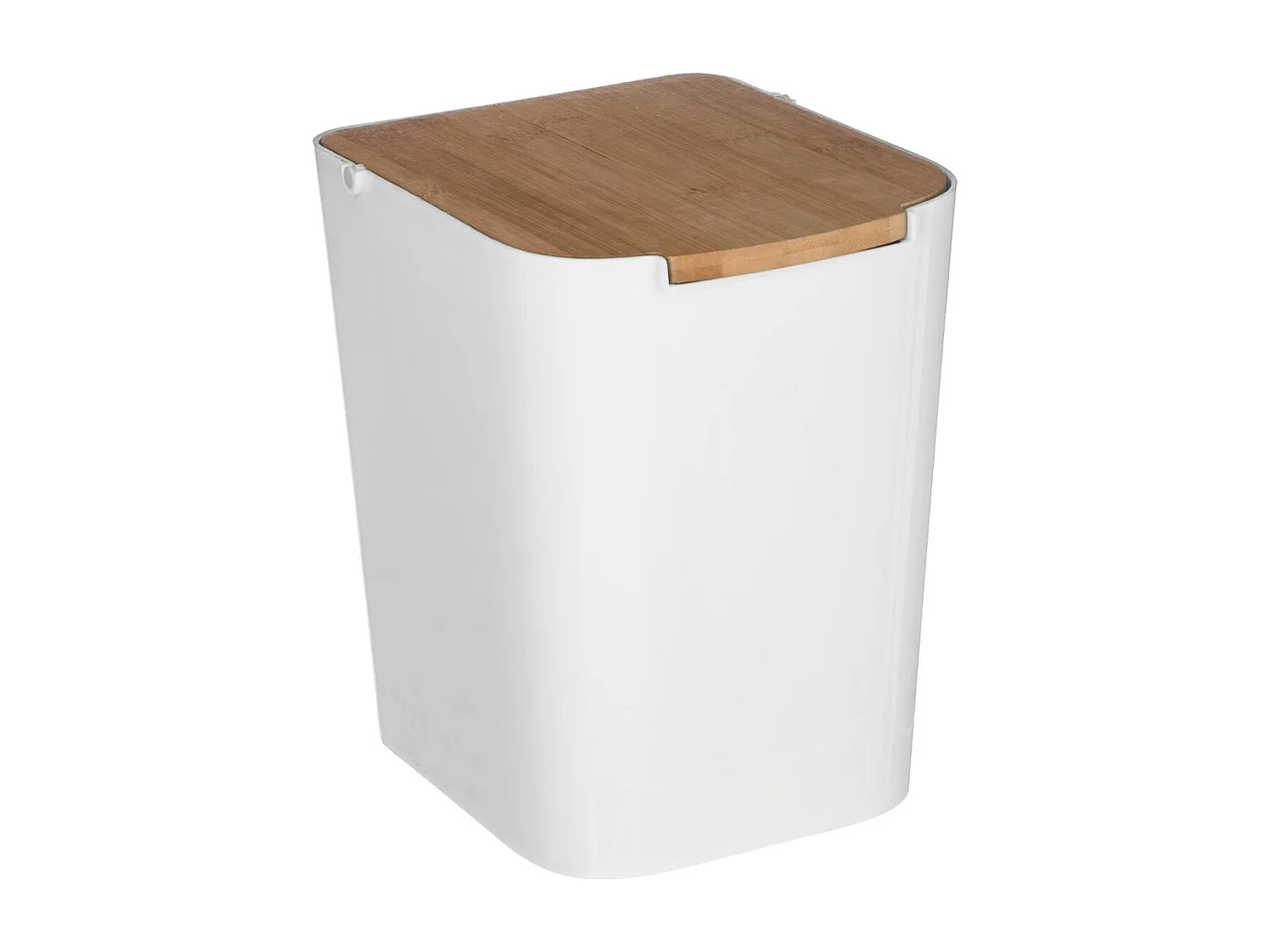 Poubelle à Couvercle Bambou "Natureo" 5L Blanc