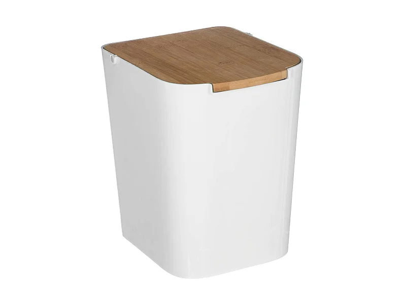 Poubelle à Couvercle Bambou "Natureo" 5L Blanc