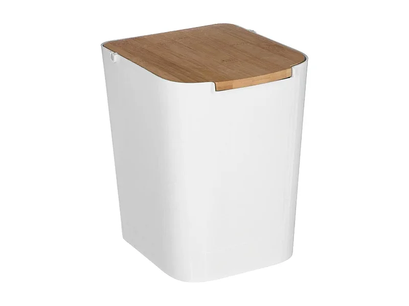 Poubelle à Couvercle Bambou "Natureo" 5L Blanc