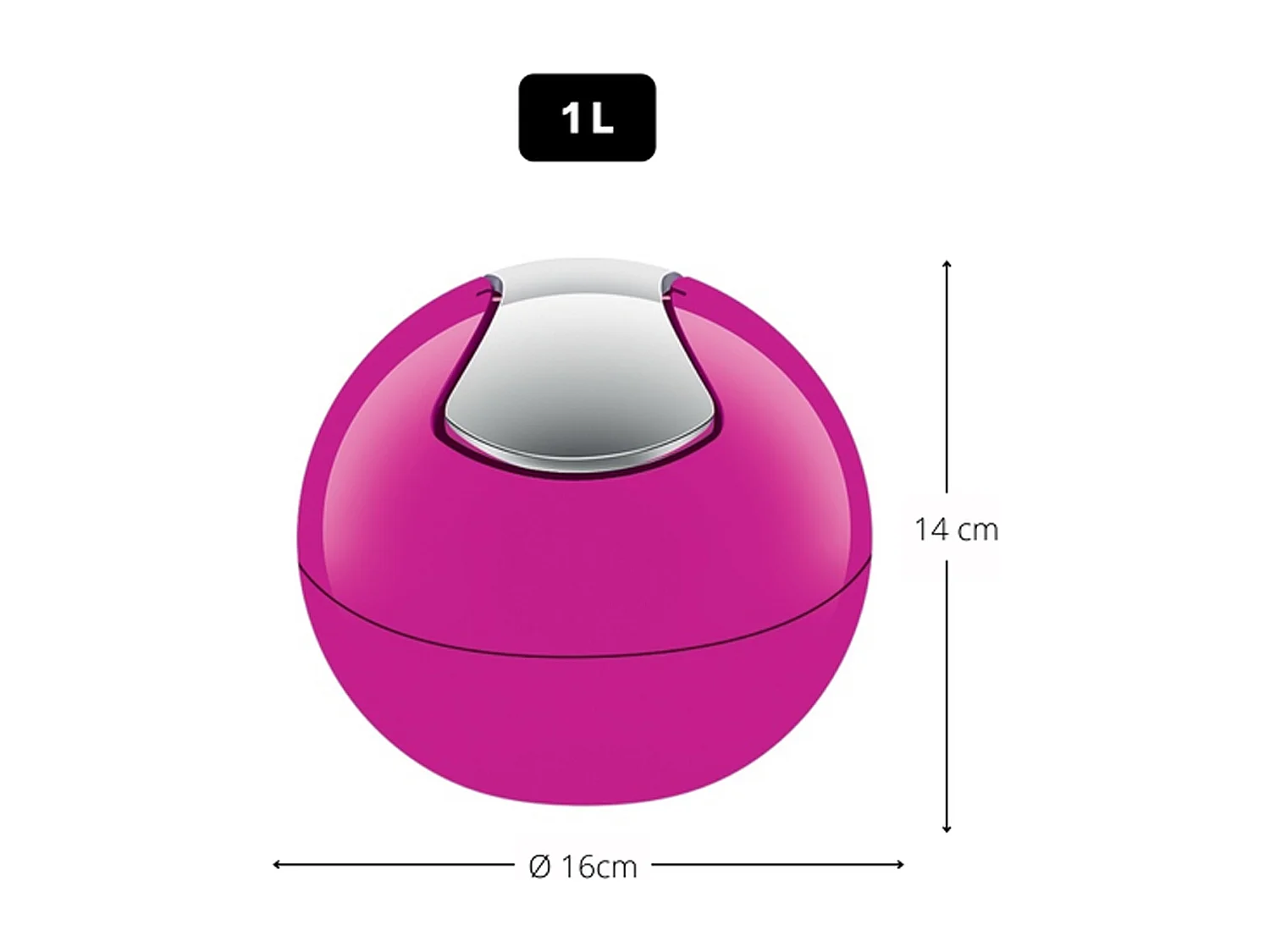 poubelle ø16 x 14 cm (1 litre), polystyrène, violet